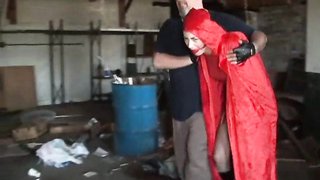 Skirt-wearing Red Riding Hood enjoys bondage torture