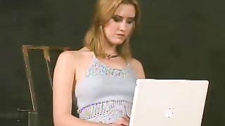 Shaved pussy blond-haired has to endure awful tit torture