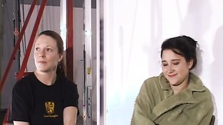 Awesome brunette slave gives a good interview after the action