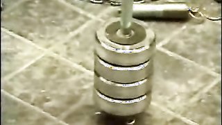 Brutal BDSM game in the torturous with a submissive blonde