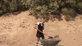 Master spanks and humiliates his submissive blonde doll