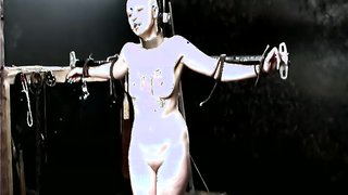 Sweet dominated tattooed lady looks good with pins on her tits