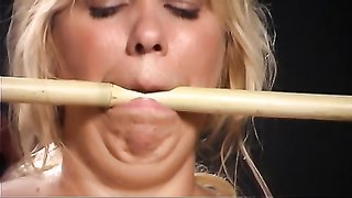 Pretty sweet blonde with huge jugs is trying extreme torturing