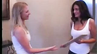 Sweet brunette gets brutally spanked by young blonde