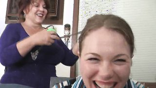 Pretty hot and submissive sex doll dominated by fat female