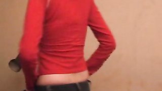 Cute young nurse puts injections in a young redhead's butt