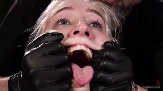 This blonde has a right to stand still and let master humiliate her