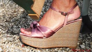 Femdom domina walking in pink sandals