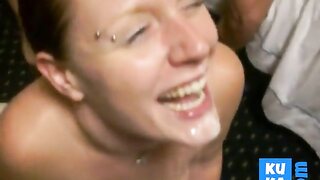 Amateur Facial Bukkake on Cum-Loving Slut 2