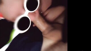 Cuck's Girl Gags on Tow Truck Driver's Cock