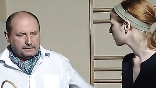 Cruel teacher caned an innocent young blonde