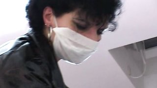 Slutty domme fucked by her slave with a strapon