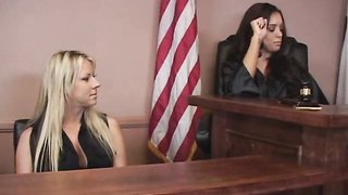 Sexy judge spanks a hot guilty female in the courtroom