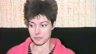 Cutie from 90s with weird hairstyle got spanked on the casting