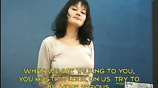 Raven-haired babe with natural big tits looks like a good doll