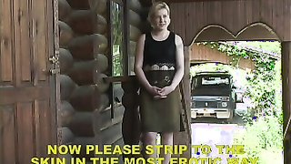 Mature got naked and spanked in a country house