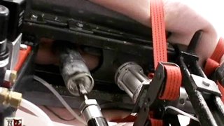 Machine fucked skank in mask screams from the unbearable pleasure