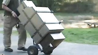 Masked hottie with angelic eyes is getting caged and transported