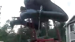 Master humiliates his big-boobed doll in leather mask