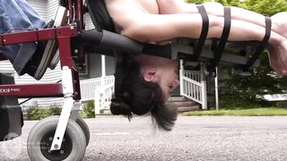 Naked slave bitch brought outside for humiliation