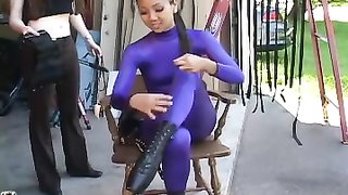 Teen Asian agrees to be a submissive slut in a tight costume