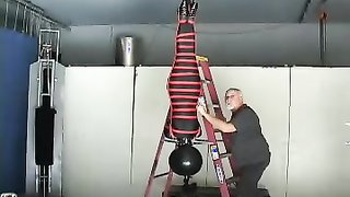 Mummified slave hooker goes through the ceiling hole