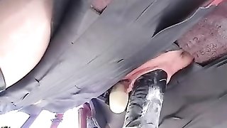 Pigtailed blonde slave carrying her immobile girlfriend